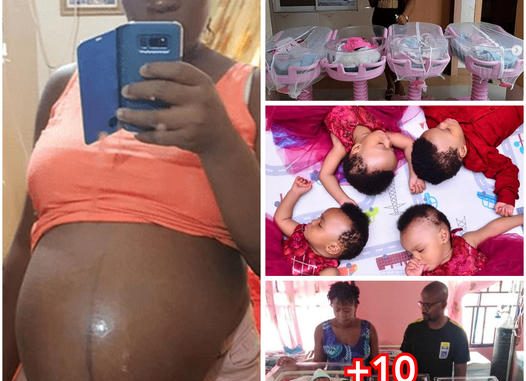 “When God shows up, He shows off”: Joy as Nigerian woman gives birth to 5 children after 9 years of marriage