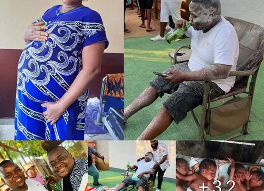 Congratulations, Nigerian Man Celebrates After His Sister Gave Birth To 5 Babies at once After 15 Years Of Marriage (Photos)