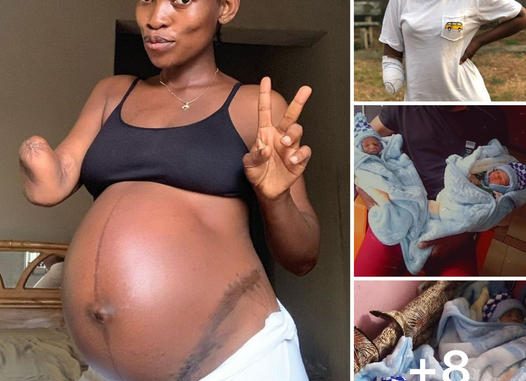 Woman With One Arm Praises God After Giving Birth To A Healthy Baby Boy (Photos)