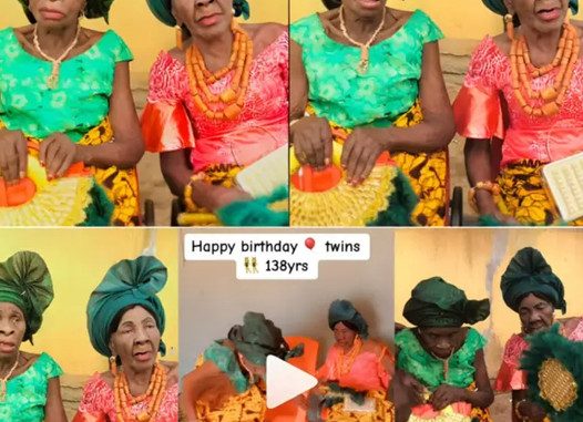 “You will live long and grow old like us” – Elderly twins celebrate 138th birthday, dances in adorable video (Watch)